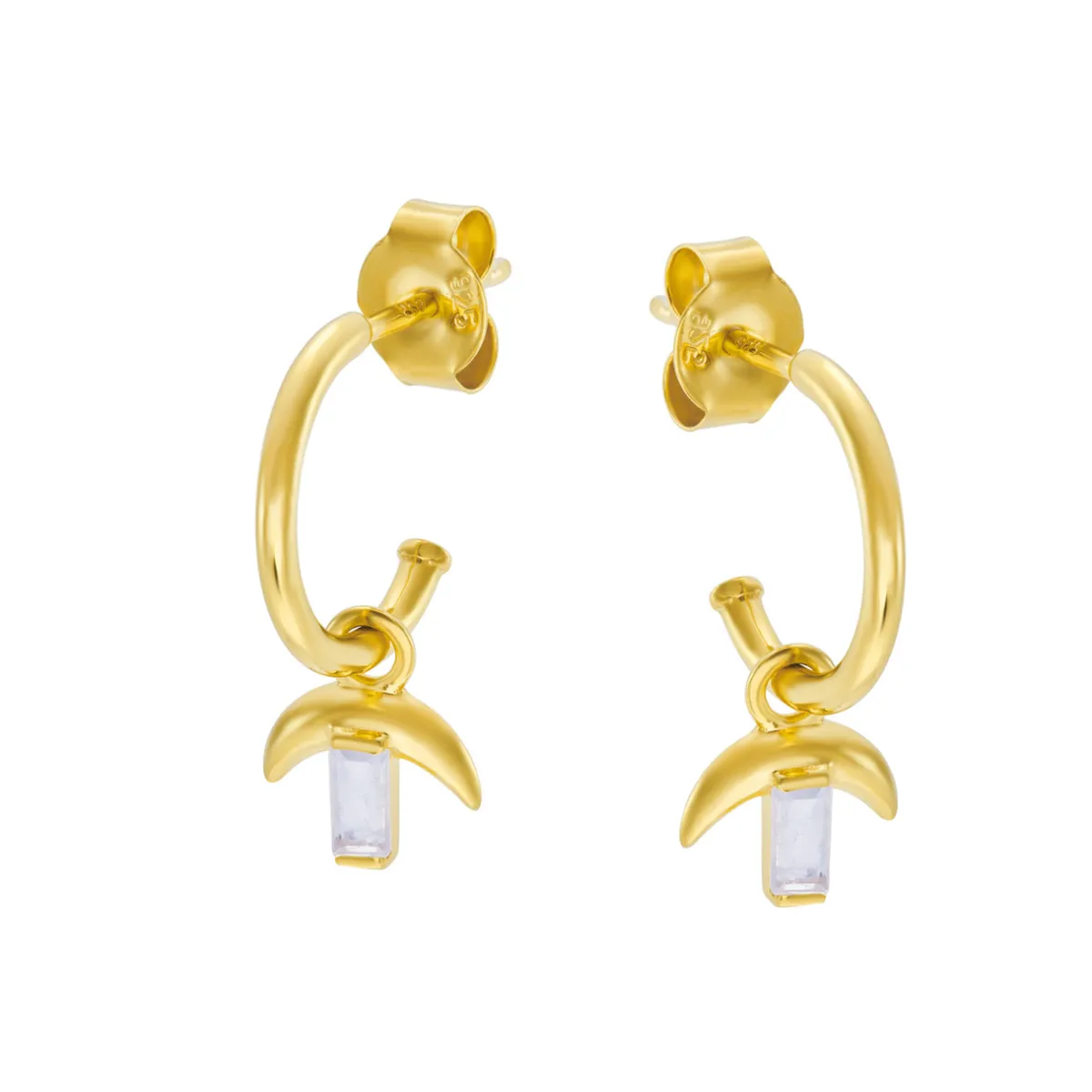 Tomfoolery LUNA Gem Drop Gold Plated Hoops Outlet