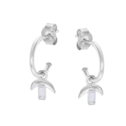 Tomfoolery LUNA Gem Drop Silver Hoops Outlet