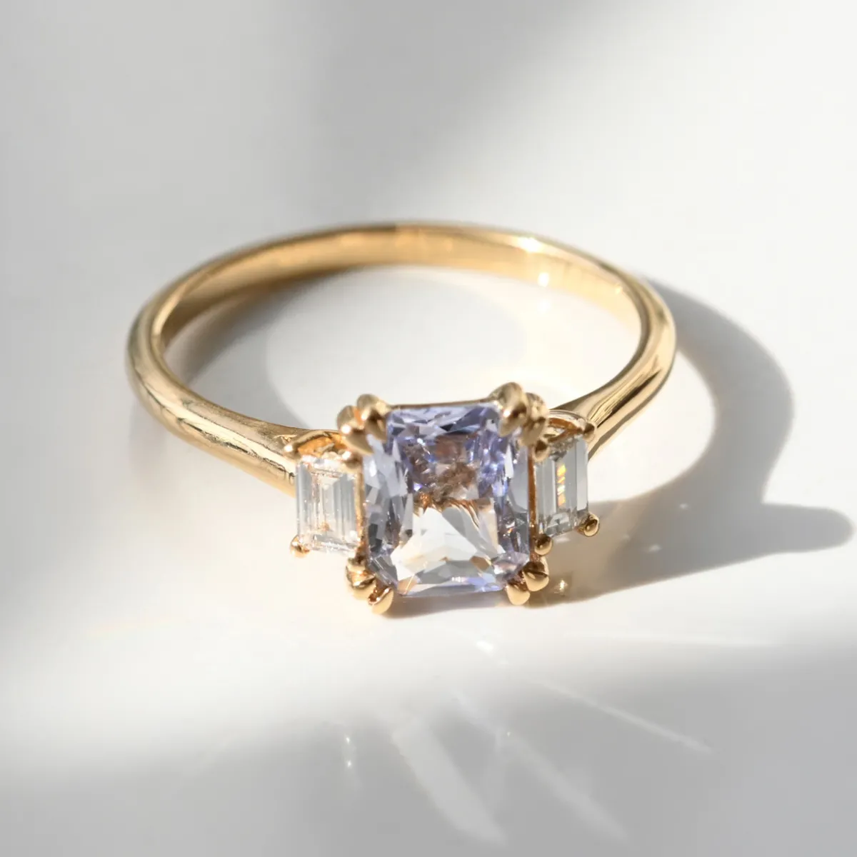 Tomfoolery Lyon Light Blue Sapphire & Diamond Three Stone Ring Clearance