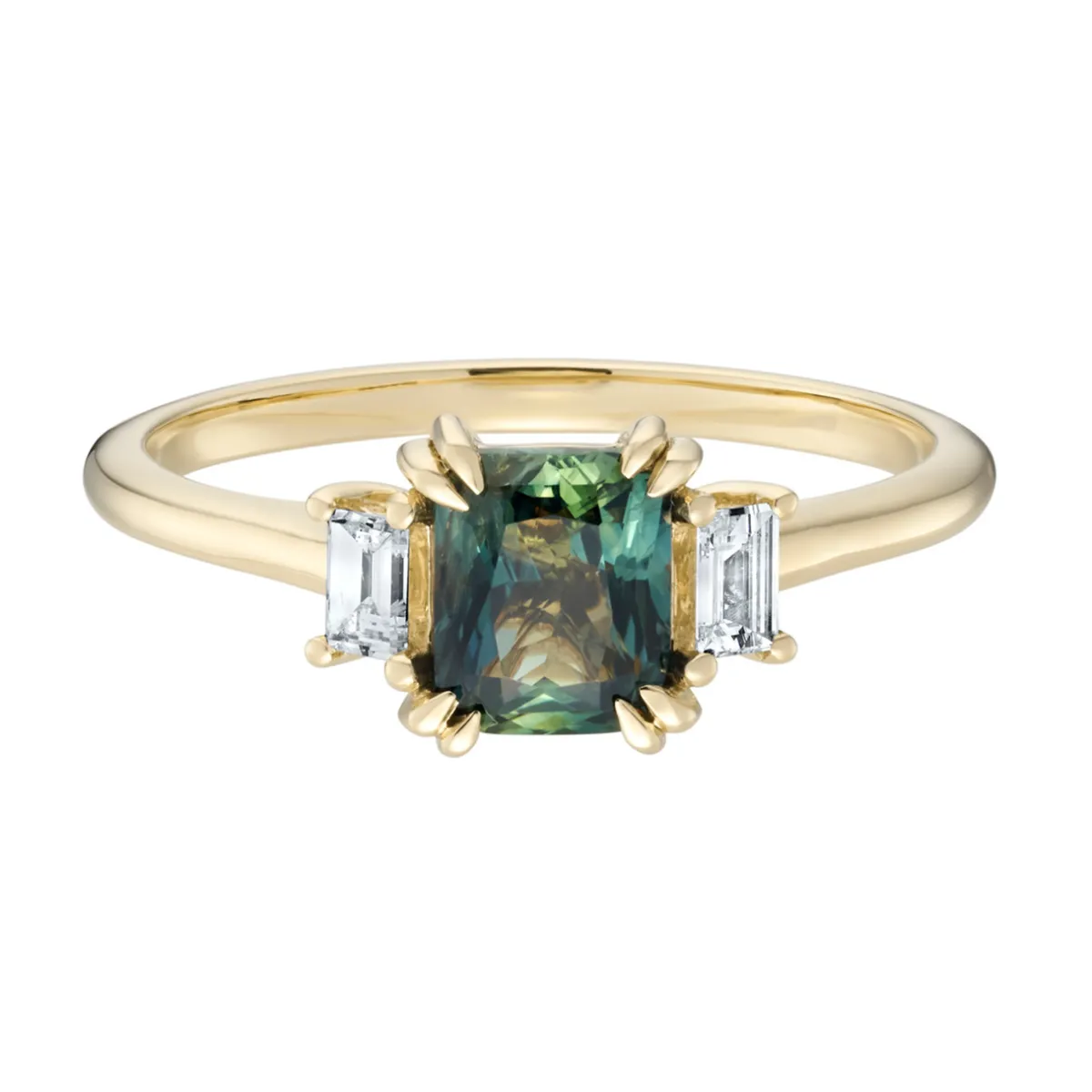 Tomfoolery Lyon Teal Sapphire & Diamond Three Stone Ring Best