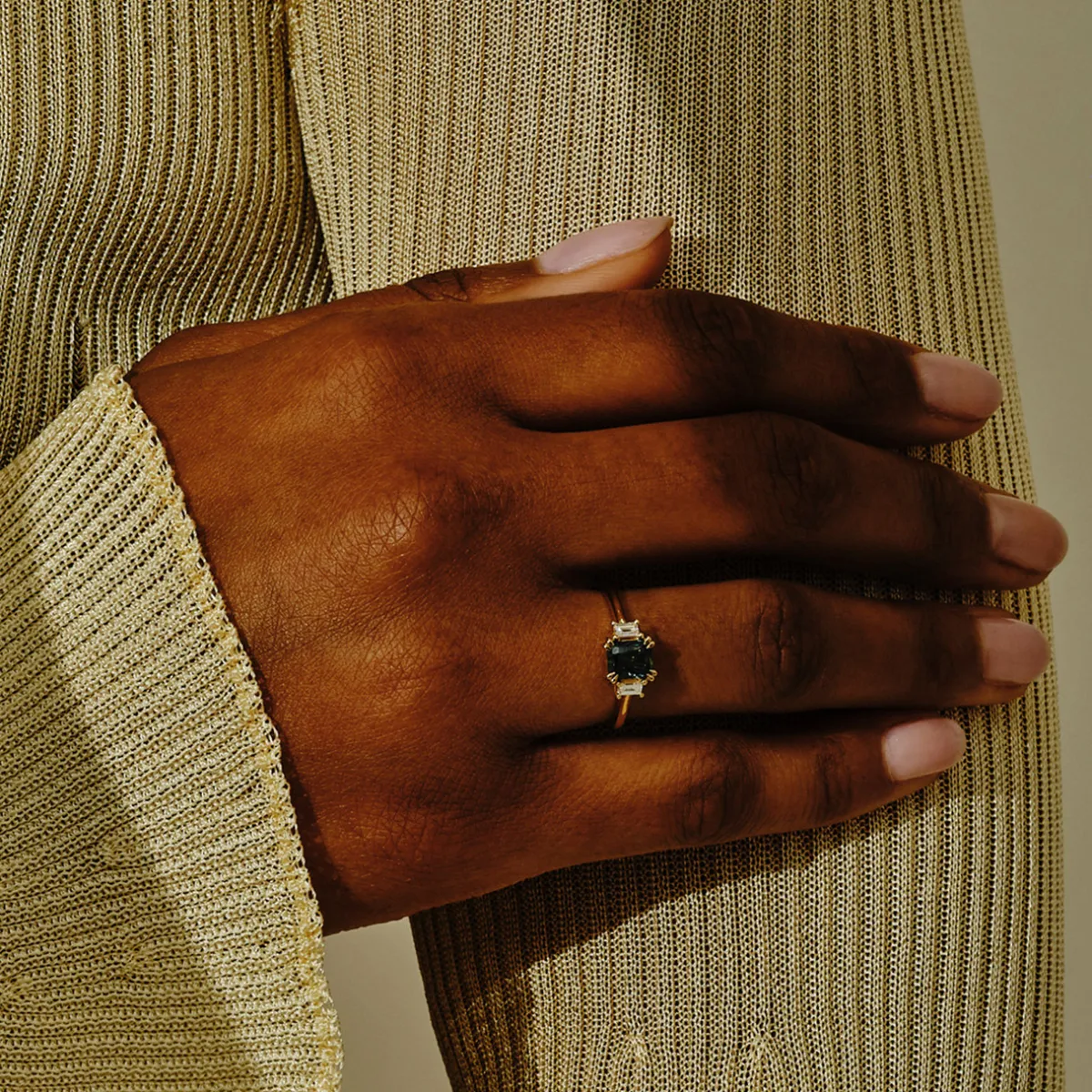 Tomfoolery Lyon Teal Sapphire & Diamond Three Stone Ring Best