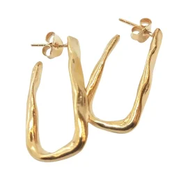 Tomfoolery Mae Gold Rectangular Hoop Earrings Hot