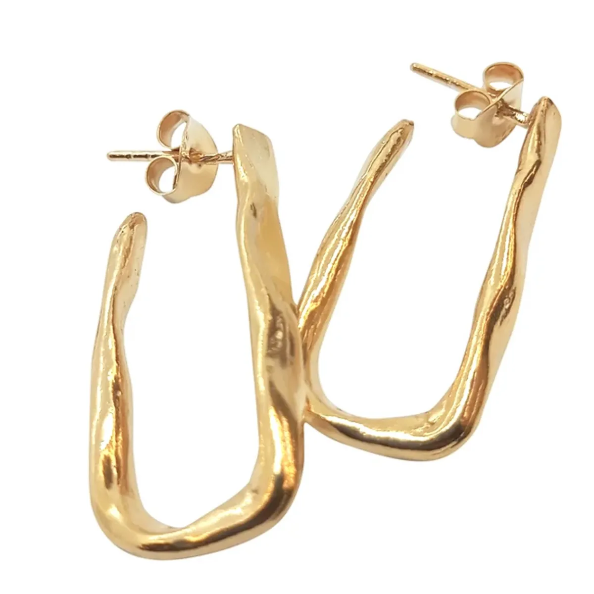 Tomfoolery Mae Gold Rectangular Hoop Earrings Hot