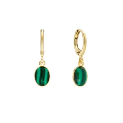 Tomfoolery Malachite Cabochon Hoops New