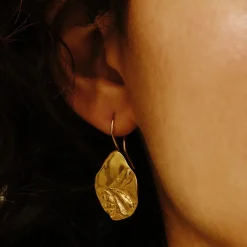 Tomfoolery Maria Gold Leaf Earrings New