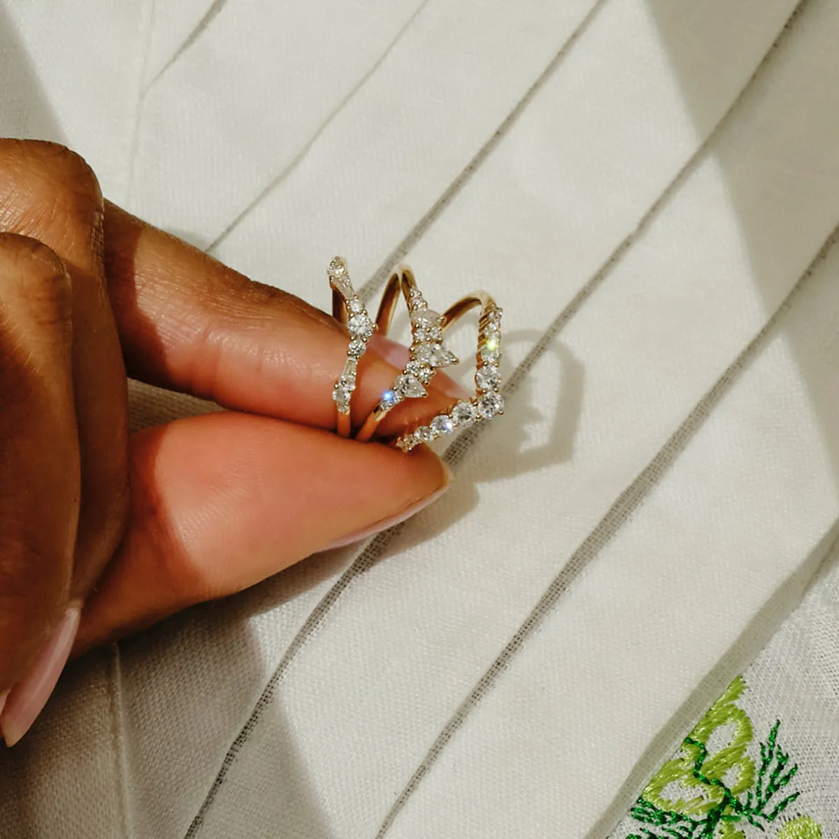 Tomfoolery Marquise and Pear Diamond Arched Band Best