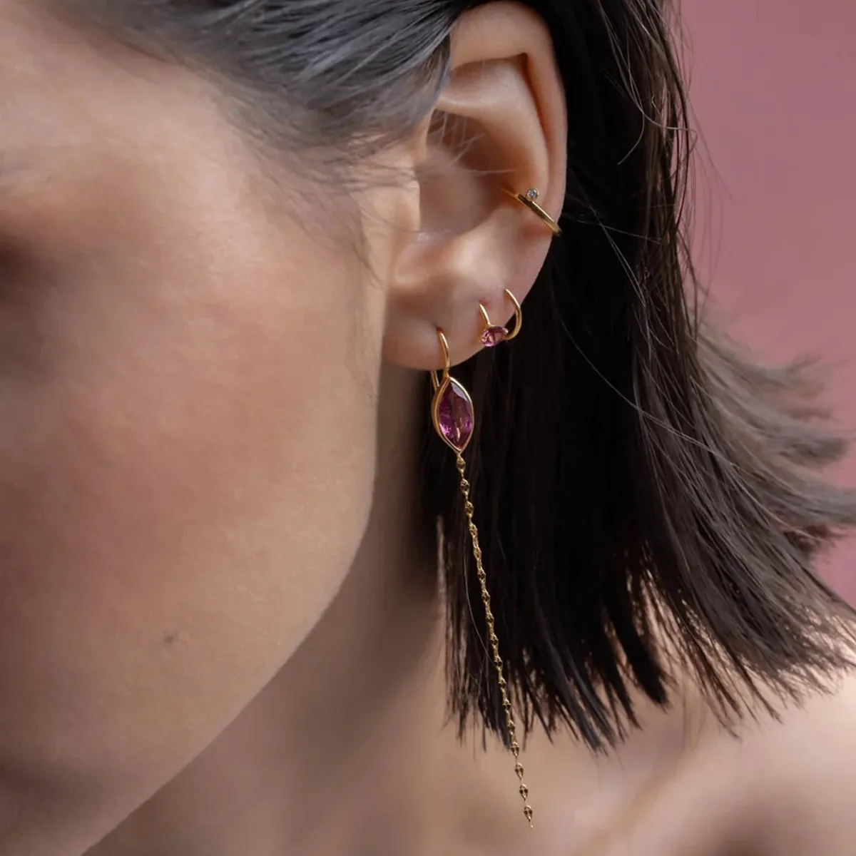 Tomfoolery Marquise Shaped Pink Tourmaline Earrings Clearance