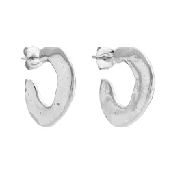 Tomfoolery Marta Silver Flat Hoop Earrings Clearance