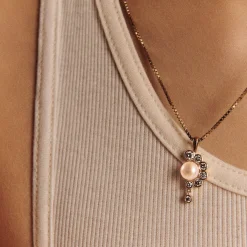 Tomfoolery Martha N°2 Pearl & Diamond Necklace Hot