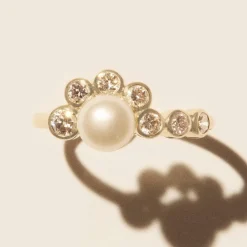 Tomfoolery Martha N°2 Pearl & Diamond Ring Outlet