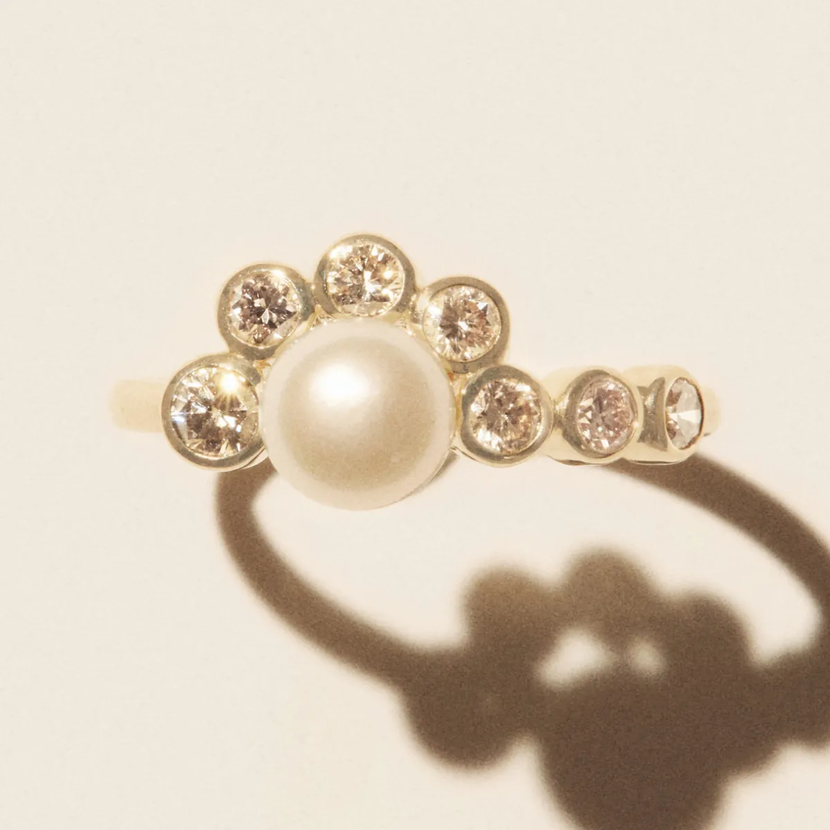 Tomfoolery Martha N°2 Pearl & Diamond Ring Outlet