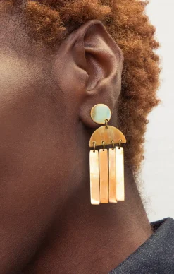 Tomfoolery Maxi Cala Light Horn Gold Earrings Fashion