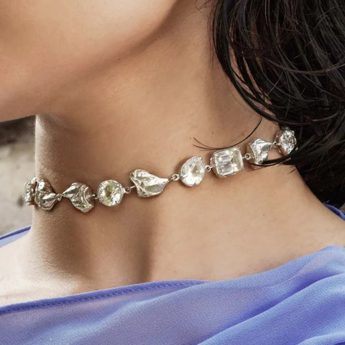 Tomfoolery Mea Silver & White Sapphire Necklace Hot