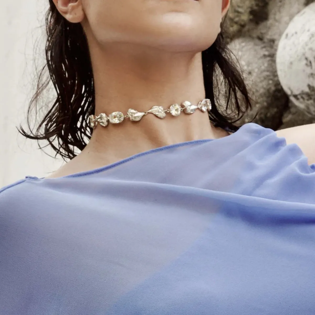Tomfoolery Mea Silver & White Sapphire Necklace Hot