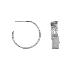 Tomfoolery Medium London Plane Hoops in Silver Best