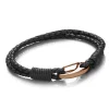 Tomfoolery Men’s Double-Plaited Leather Bracelet in Black Fashion