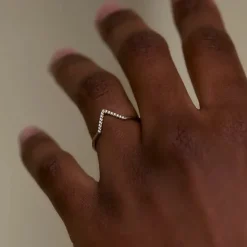 Tomfoolery Micropave Diamond Triangle Ring New