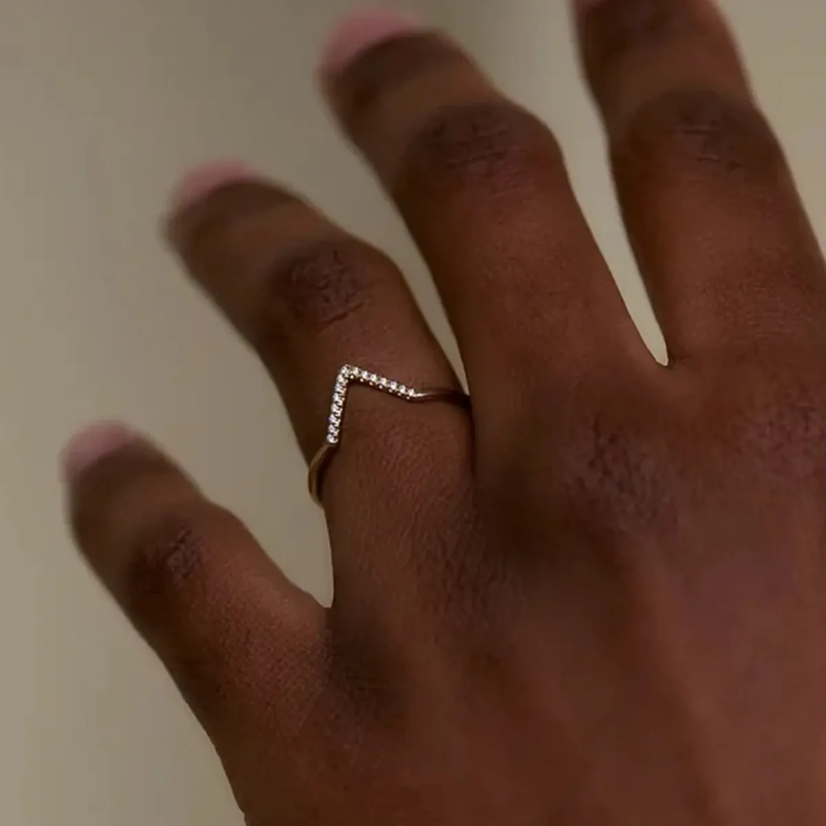 Tomfoolery Micropave Diamond Triangle Ring New