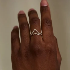Tomfoolery Micropave Diamond Triangle Ring New