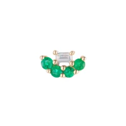 Tomfoolery Mini Baguette Emerald Lace Single Stud New