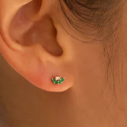 Tomfoolery Mini Baguette Emerald Lace Single Stud New