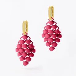 Tomfoolery Mini Pink Raspberry 3D Printed Drop Earrings Outlet