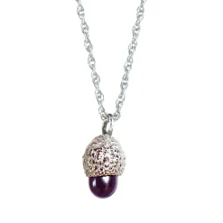 Tomfoolery Mini Silver & Purple Pearl Acorn Necklace Outlet