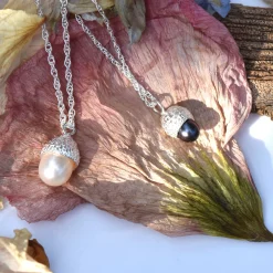 Tomfoolery Mini Silver & Purple Pearl Acorn Necklace Outlet