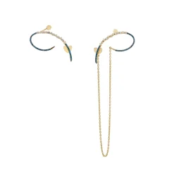 Tomfoolery Mismatched Blue Diamond Loop Chain Earrings Outlet