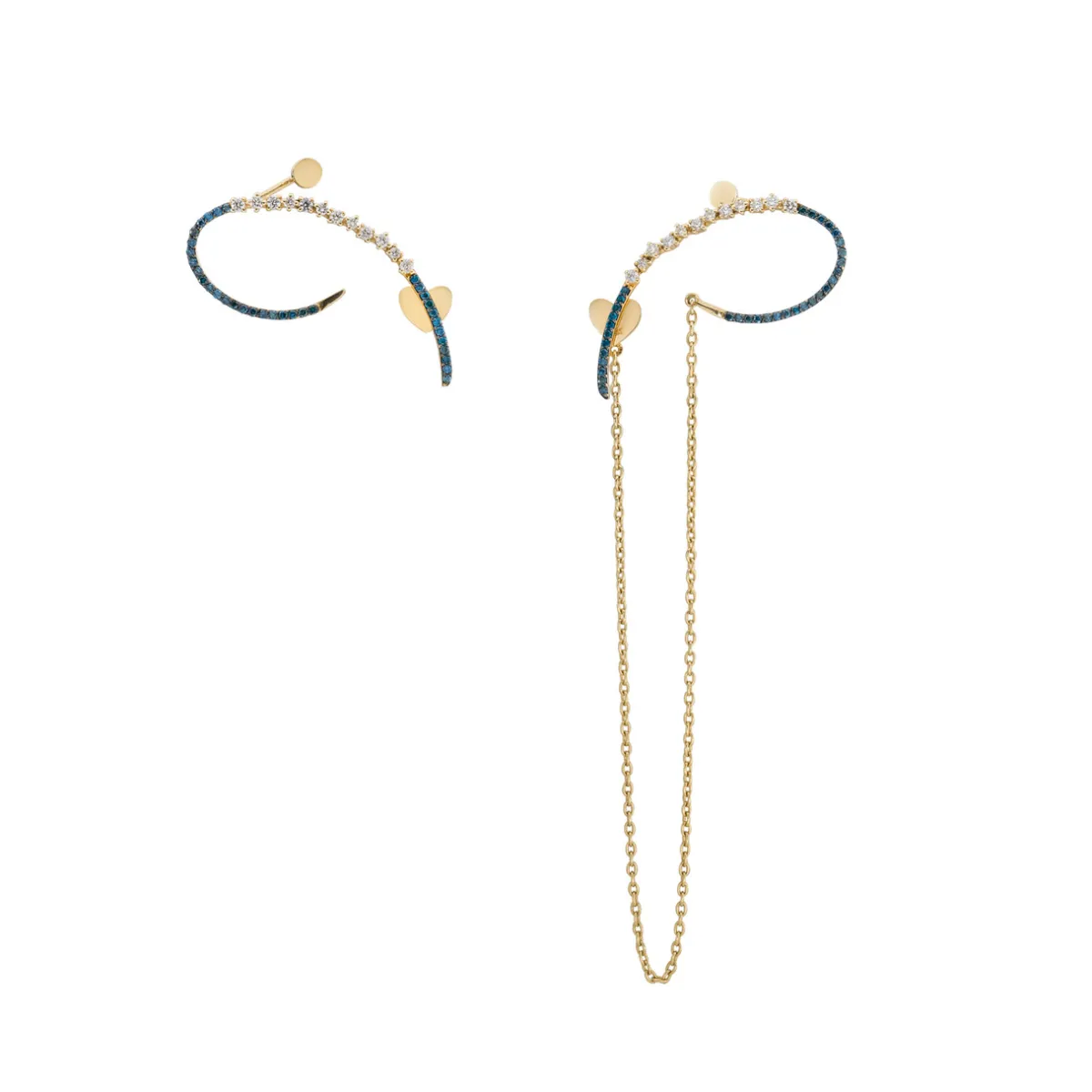 Tomfoolery Mismatched Blue Diamond Loop Chain Earrings Outlet