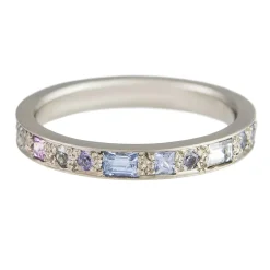 Tomfoolery Mixed Cut Sapphire Puzzle Half Eternity Ring Hot