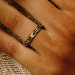 Tomfoolery Mixed Cut Sapphire Puzzle Half Eternity Ring Hot