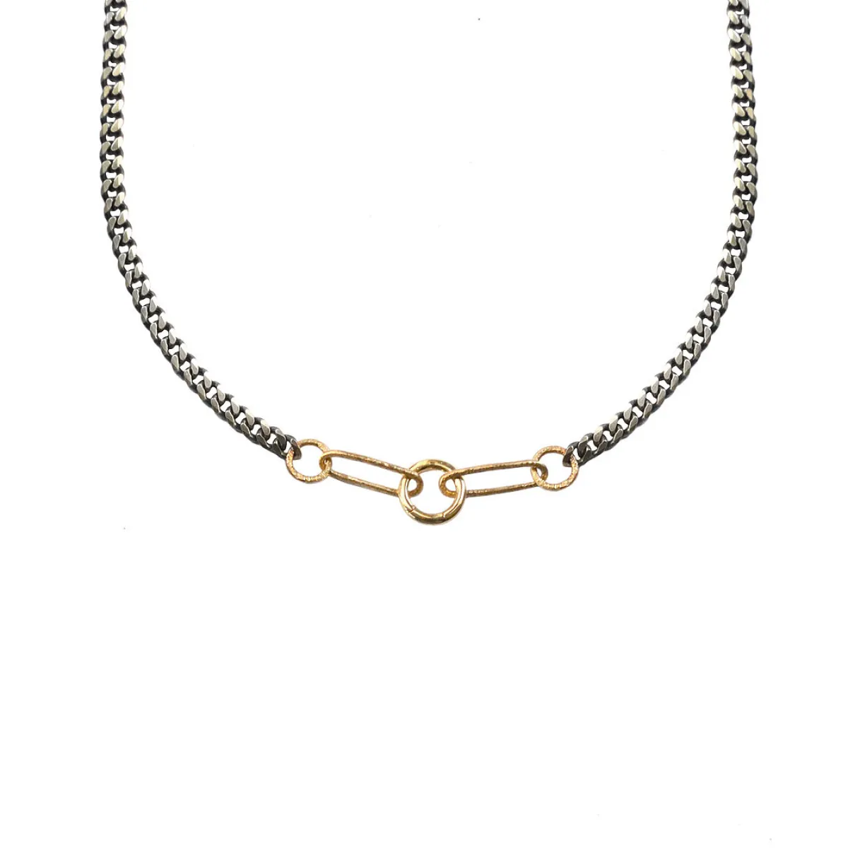 Tomfoolery Mixed Metal Five Link Charm Holder Necklace Fashion