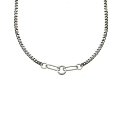 Tomfoolery Mixed Metal Five Link Charm Holder Necklace Fashion
