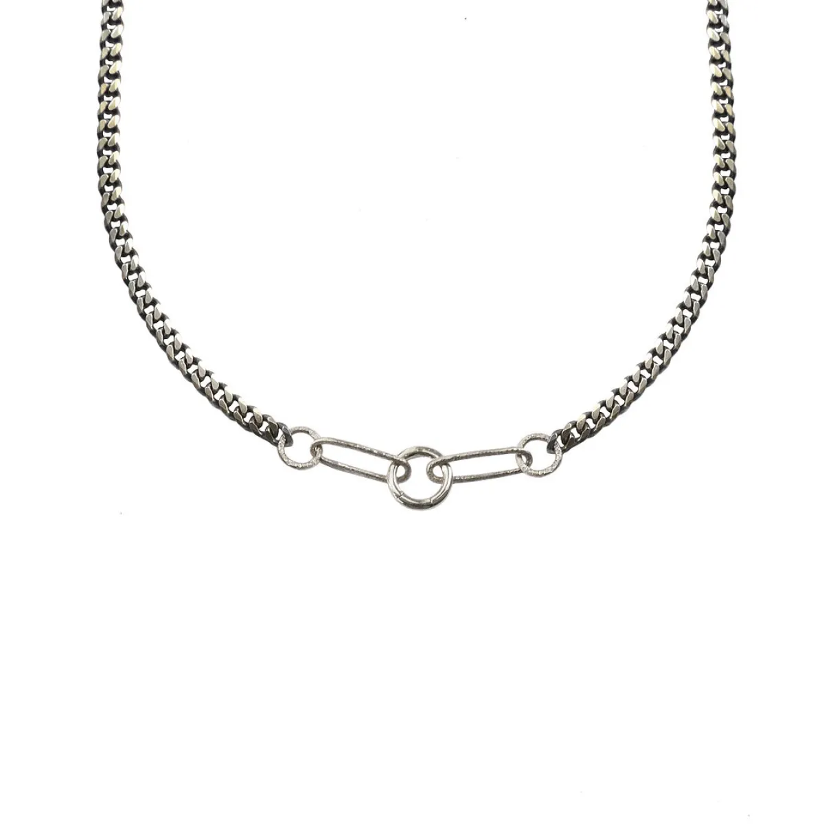 Tomfoolery Mixed Metal Five Link Charm Holder Necklace Fashion