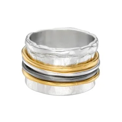 Tomfoolery Mixed Silver & Gold Wide Spinning Ring Sale