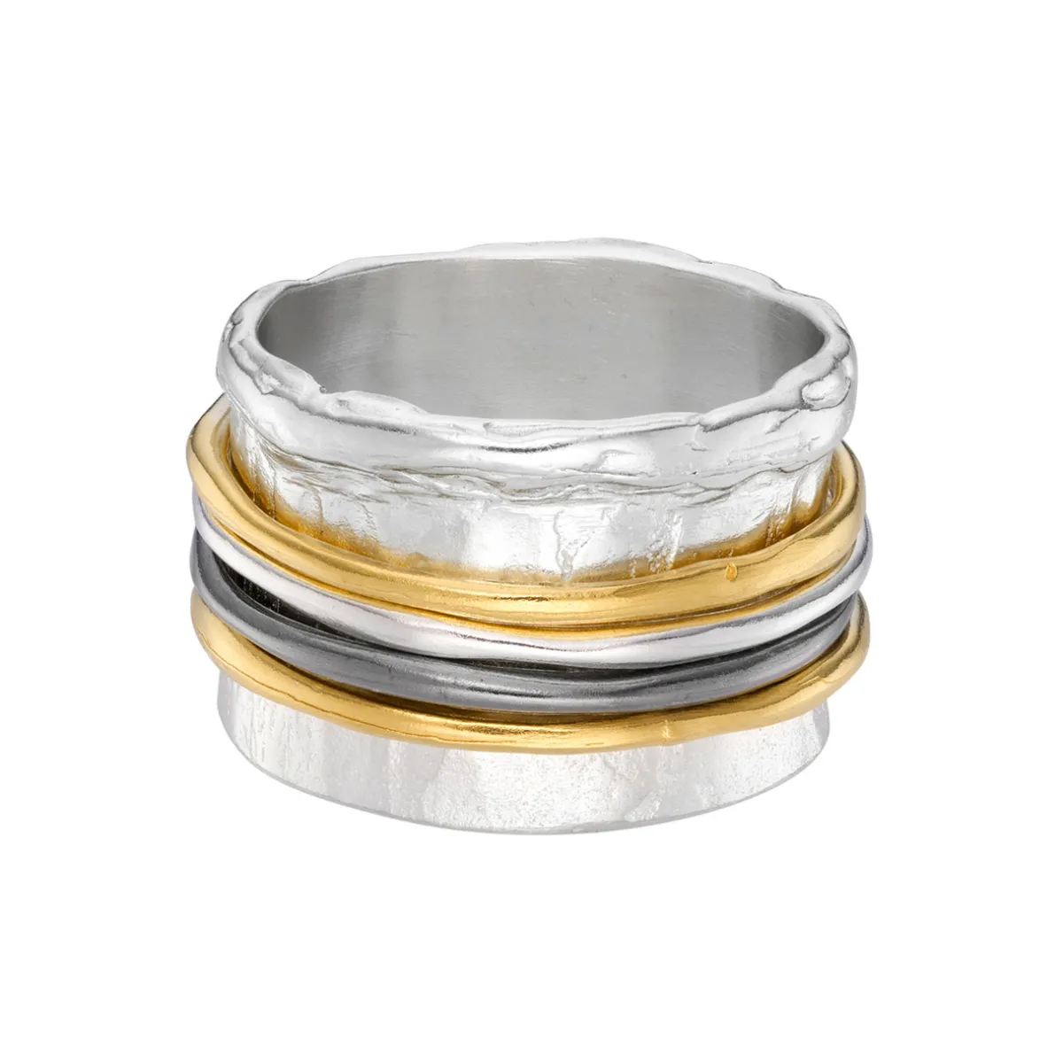 Tomfoolery Mixed Silver & Gold Wide Spinning Ring Sale