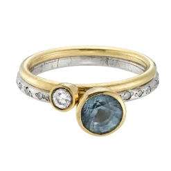Tomfoolery 3.8mm Champagne Diamond & Gold Bezel Set Engagement Ring Sale
