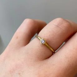 Tomfoolery 3.8mm Champagne Diamond & Gold Bezel Set Engagement Ring Sale