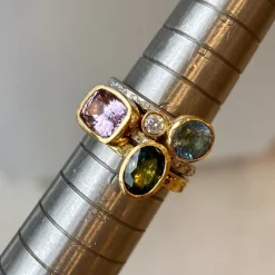 Tomfoolery 3.8mm Champagne Diamond & Gold Bezel Set Engagement Ring Sale