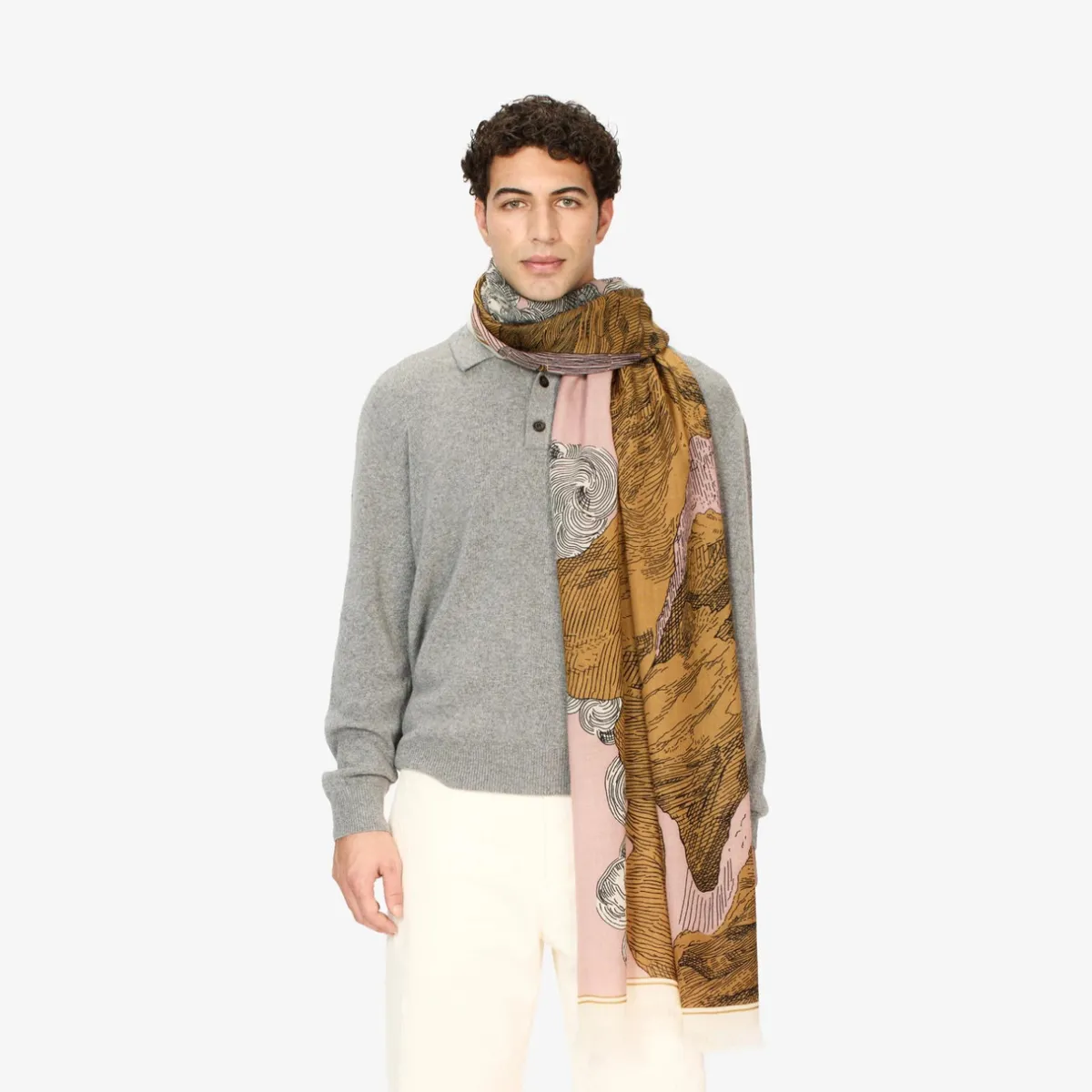 Tomfoolery Montana 70 Printed Scarf Nude Hot