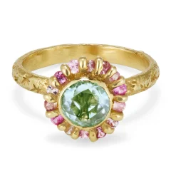 Tomfoolery Montana Sapphire Confetti Halo Ring New