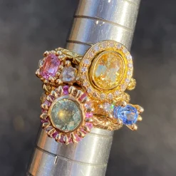 Tomfoolery Montana Sapphire Confetti Halo Ring New
