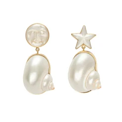 Tomfoolery Moon & Star Shell Drop Earrings Hot