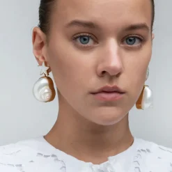 Tomfoolery Moon & Star Shell Drop Earrings Hot