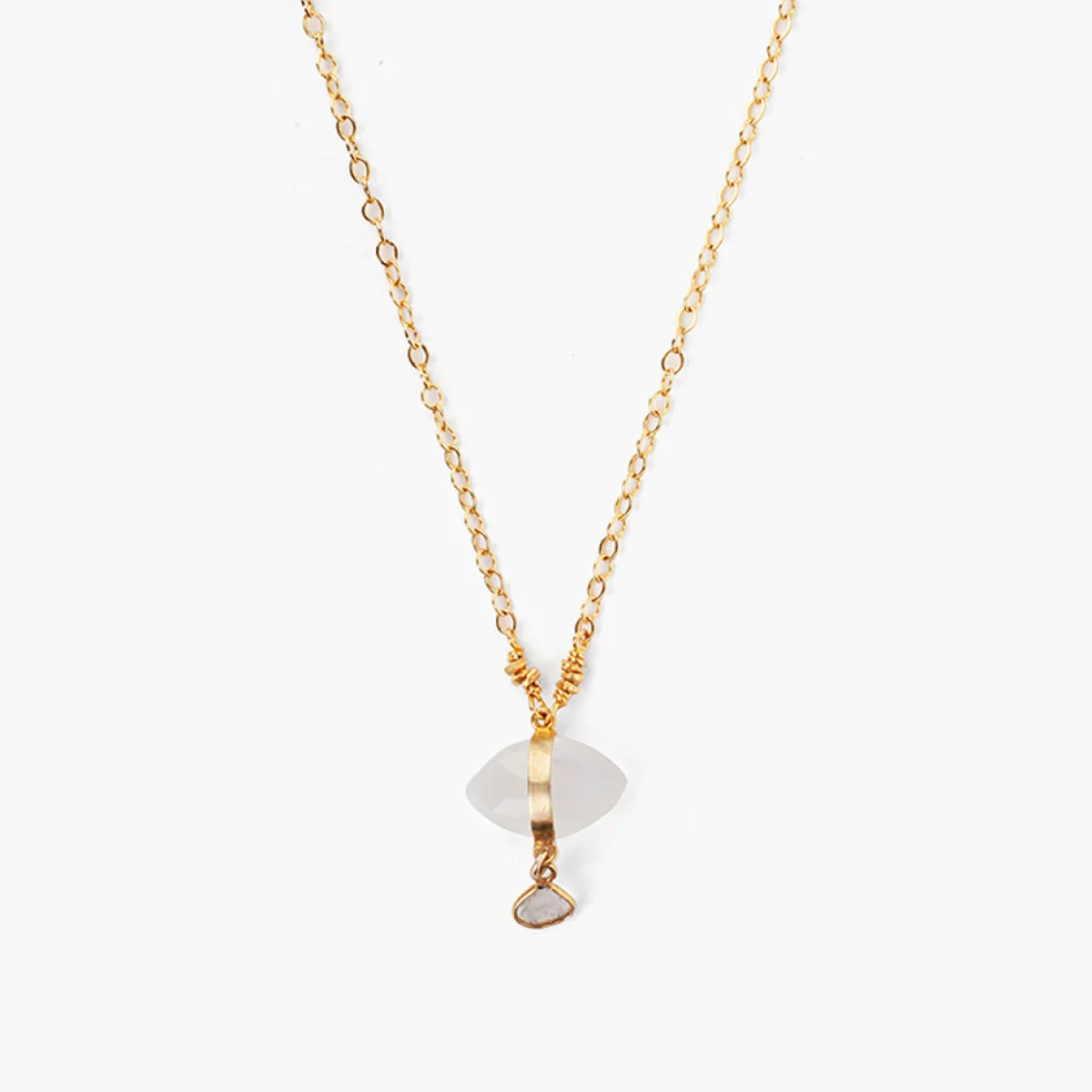 Tomfoolery Moonstone Evil Eye & Sliced Diamond Charm Necklace Best
