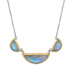 Tomfoolery Moonstone Folded Triple Crescent Necklace Sale