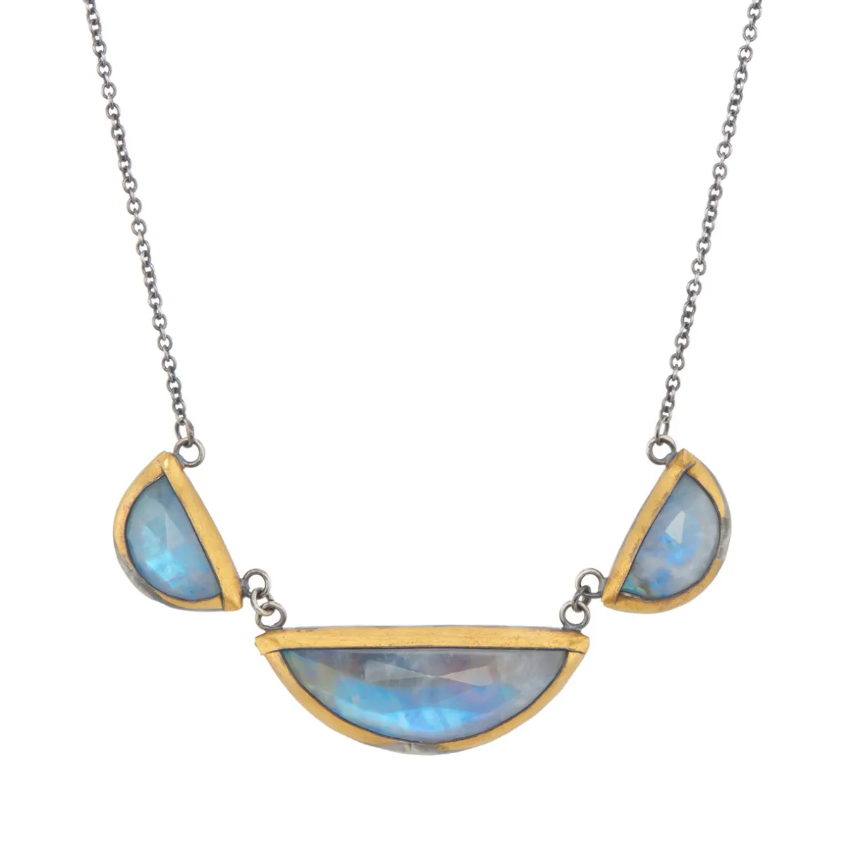 Tomfoolery Moonstone Folded Triple Crescent Necklace Sale