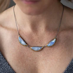 Tomfoolery Moonstone Folded Triple Crescent Necklace Sale