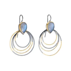 Tomfoolery Moonstone Ripple Rim Drop Earrings Hot